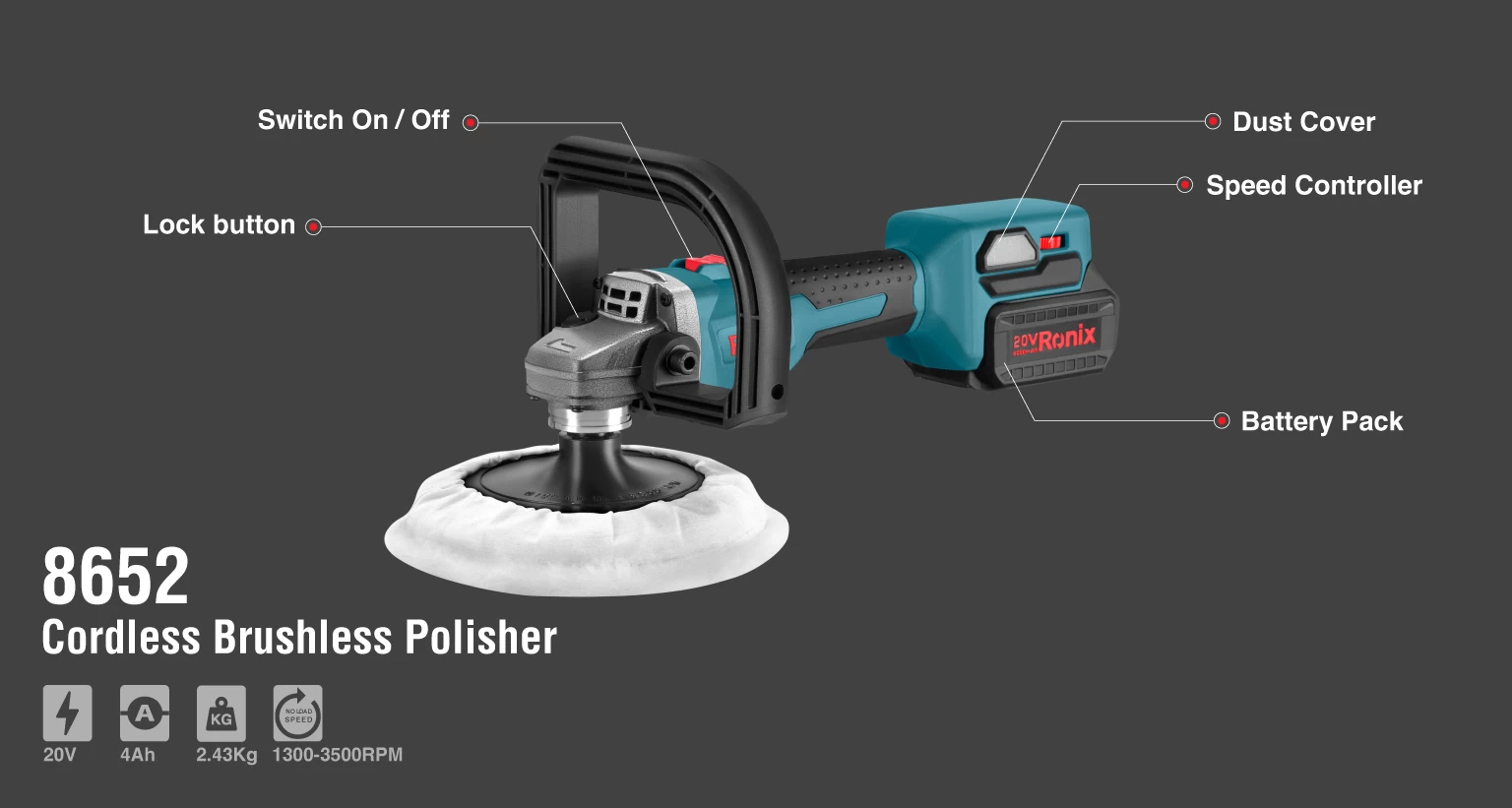 پولیش شارژی 20 ولت براش لس